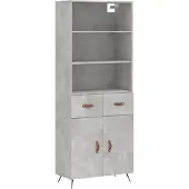 Syfax Highboard Betongrau 69,5x34x180 cm Holzwerkstoff