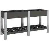 Syfax Garten-Hochbeet mit Ablage Grau 175x50x75 cm WPC