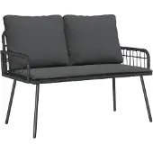Syfax Gartenbank mit Kissen Anthrazit 114 x 64 x 90cm Stahl
