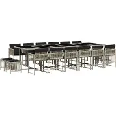 Syfax 17-tlg. Garten-Essgruppe mit Kissen Hellgrau Poly Rattan