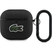 Lacoste Hülle Case AirPods 4 schwarz Logo Krokodil grün mit Karabiner