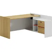 AEA Modularer Schreibtisch Büromöbel Holzoptik mit Stauraum und Regalfächern