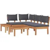 Syfax Gartensofa-set 4 stk. Braun und Grau