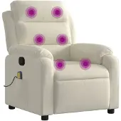 Syfax Massagesessel Samt Creme mit Vibrationsfunktion und manueller Liegefunktion, 75x92,5x100 cm