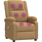 Syfax Massagesessel Samt Braun, 70x98x93 cm, 6 Massagezonen, dick gepolstert