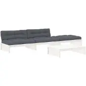 Syfax 4-tlg. Garten-Lounge-Set mit Kissen Weiß Massivholz