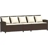 Syfax Gartensofa 5-Sitzer mit Kissen Braun Poly Rattan