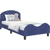 Syfax Kinderbettgestell mit Kopfteil Polizeiblau 90 x 190 cm Samt