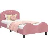 Syfax Kinderbettgestell mit Kopfteil Rosa 90 x 200 cm Samt