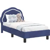 Syfax Kinderbettgestell mit Kopfteil Polizeiblau 70 x 140 cm Samt
