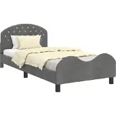 Syfax Kinderbettgestell mit Kopfteil Dunkelgrau 90 x 200 cm Samt