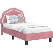 Syfax Kinderbettgestell mit Kopfteil Rosa 70 x 140 cm Samt