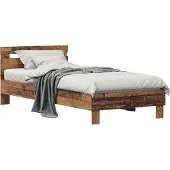 Syfax Bettrahmen mit Kopfteil Altholz 75 x 190 cm Holzwerkstoff
