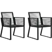 The Living Store Gartenstühle 2 Stk. Schwarz PVC Rattan