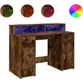 Syfax LED-Schreibtisch Räuchereiche 120x55x91 cm Holzwerkstoff