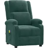 Syfax Dunkelgrüner Samt Massagesessel mit 6-Punkt-Vibrationsmassage, manueller Liegefunktion, 70x93x98 cm