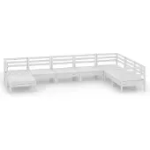 Syfax 8-tlg. Garten-Lounge-Set Massivholz Kiefer Weiß