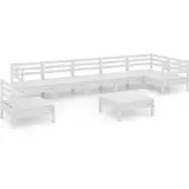 Syfax 8-tlg. Garten-Lounge-Set Massivholz Kiefer Weiß