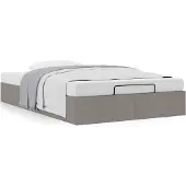 Syfax Ottoman-Bett ohne Matratze Taupe 120x190 cm Stoff