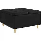 vidaXL Ottoman mit Stauraum Schwarz 80 x 80 x 45 cm Kunstleder