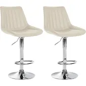 CLP 2er Set Barhocker Toni Kunstleder chrom - creme