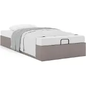 Syfax Ottoman-Bett ohne Matratze Taupe 90x200 cm Stoff