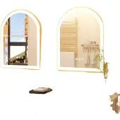 OEM Badezimmerspiegel, LED-Hintergrundbeleuchtung, Anti-Beschlag-Funktion, Gold