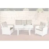 CLP 10er Kissen Set für Gartengarnitur Fisolo Flachrattan, aus 100 % Polyester, bis zu 5 Farben wählbar, Farbe: creme