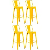 CLP Barhocker 4er Set mit Lehne im Industrial-Look Mason, mit Rückenlehne und Fußablage, Barstuhl mit Rückenlehne und Bodenschoner, Farbe: gelb