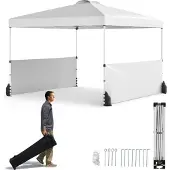 Northix Pop-Up-Pavillon 3x3m mit Seitenwänden, Tasche, Windseilen, Weiß