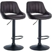 CLP 2er Set Barhocker Milet Kunstleder, Farbe:creme, Material Gestell:Metall matt weiss