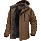 Sonstiges Herren Winter Skijacke Fleece Gefüttert Softshelljacke Wasserdicht 3XL Kaffeebraun
