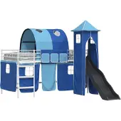 Syfax Kinder Etagenbett Gestell Weiß und Blau 107 x 203 cm Metall