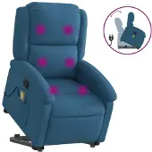 Syfax Massagesessel mit Aufstehhilfe Blau Samt