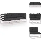 vidaXL 3-Sitzer-Gartensofa mit Kissen Kiefer Massivholz - Gartensofas