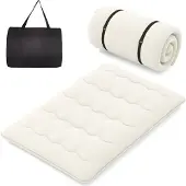 Costway Matratze mit waschbarem Bezug und Tragetasche, Tatami-Matte faltbar, Bodenmatratze 140x200cm Beige