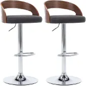 Syfax Barhocker 2 Stk. Dunkelgrau Stoff und Bugholz