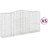 vidaXL Gabionen mit Hochbogen 5 Stk. 400x50x200/220cm Verzinktes Eisen