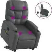 Syfax Massagesessel mit Aufstehhilfe Grau Kunstleder