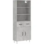Syfax Highboard Betongrau 69,5x34x180 cm Holzwerkstoff