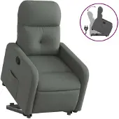 Syfax Relaxsessel mit Aufstehhilfe Dunkelgrau Stoff