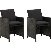 The Living Store Gartenstühle mit Kissen 2 Stk. Poly Rattan Schwarz