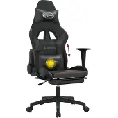 Syfax Gaming-Stuhl mit Massage & Fußstütze Schwarz & Grau Kunstleder