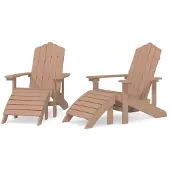Syfax Adirondack-Gartenstühle 2 Stk. mit Hockern HDPE Braun