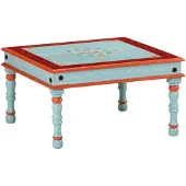 Syfax Couchtisch Blau Handbemalt Massivholz Mango