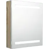 Syfax LED-Bad-Spiegelschrank Weiß und Eichen-Optik 50x14x60 cm