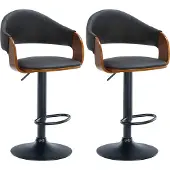CLP 2er Set Barhocker Nilse Kunstleder chrom - walnuss/schwarz