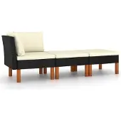 Sonstiges 3-tlg. Garten-Lounge-Set Poly Rattan und Eukalyptus Massivholz