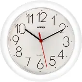 Maurer Analoge Wanduhr aus weißem, robustem Kunststoff, runder Durchmesser 25 cm