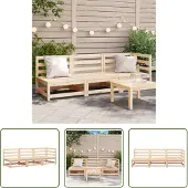 The Living Store Gartensofa 3-Sitzer Massivholz Kiefer
